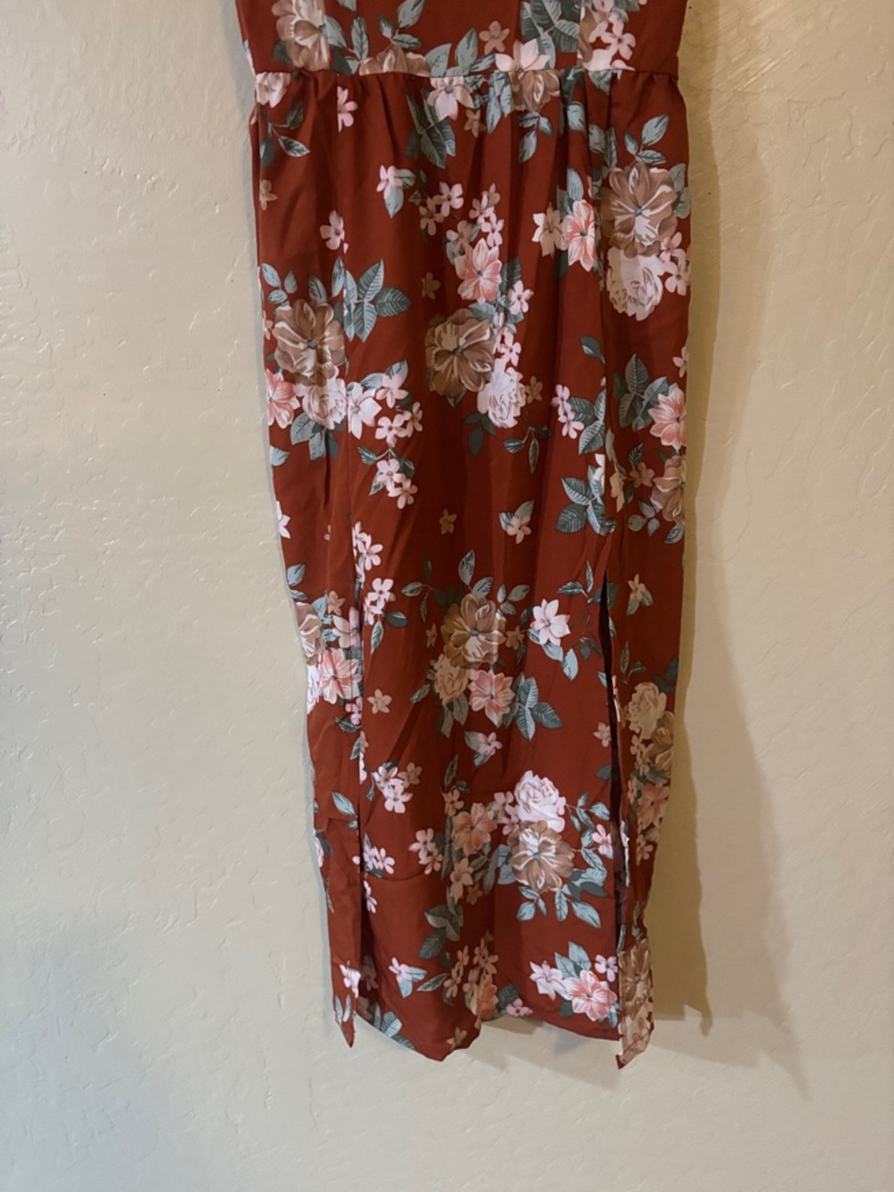 Rust Floral Sundress with Sweetheart Neckline - Picture 5 of 6